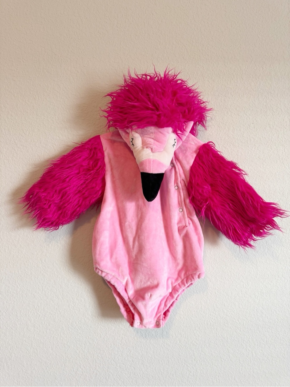 Pottery Barn Kids Pink Flamingo Costume Plush Romper/Headpiece Size 12-24 Months